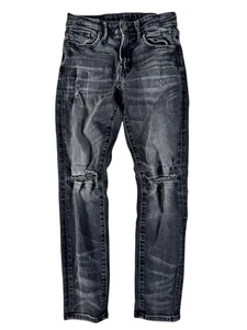 Pantalones de mezclilla para hombre American Eagle lavado carbón atléticos ajustados desgastados 28 X 28 - Imagen 1 de 24