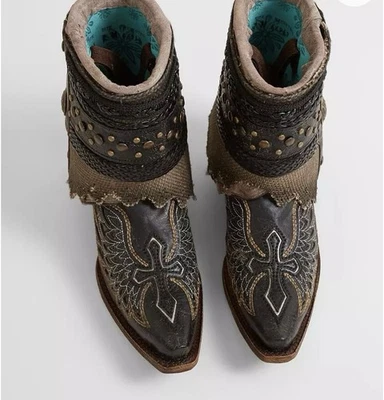 Botín Corral Damas Bordado Cruz Eje Volteado LD Negro A3461 Talla 7.5 Foto 1 de 4