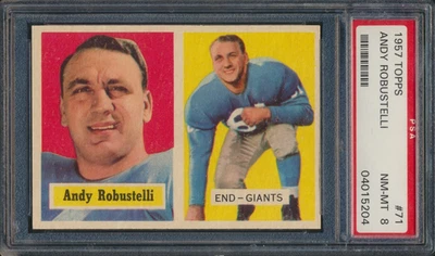 1957 TOPPS FOOTBALL #71 ANDY ROBUSTELLI PSA 8 NM-MT HOF - Image 1 of 2