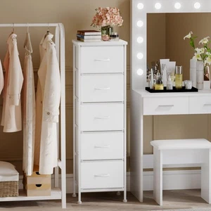 White Tall Dresser for Bedroom, Closet Organizers and Storage Tall Fabric Dre... - Picture 1 of 8