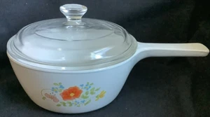 VTG Corning Ware 1.5 Pint Sauce Pan (P-83-B) Wildflower & Pyrex Lid (P81C) - Picture 1 of 7