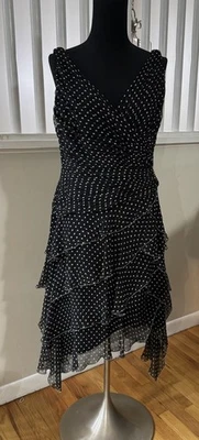 Vestido De Colección Lillie Rubin Negro Blanco Lunares Talla 14 Foto 1 de 3