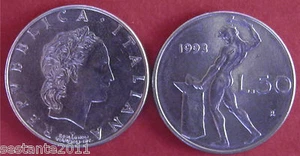 C50 ITALY ITALIA 50 LIRE VULCANO 3° 1993 ROMBO VARIANTE GAMBO 3 CORTO FDC UNC - Imagen 1 de 1