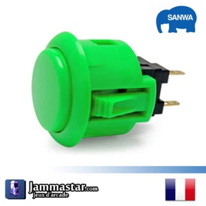 Boutons arcades originaux Sanwa Denshi OBSF-24 - Genuine Sanwa - Vert Green - Picture 1 of 3