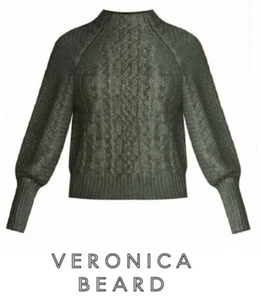 sz Medium NWT VERONICA BEARD Sweater Pullover YOLA Gunmetal Green Metallic - Bild 1 von 12