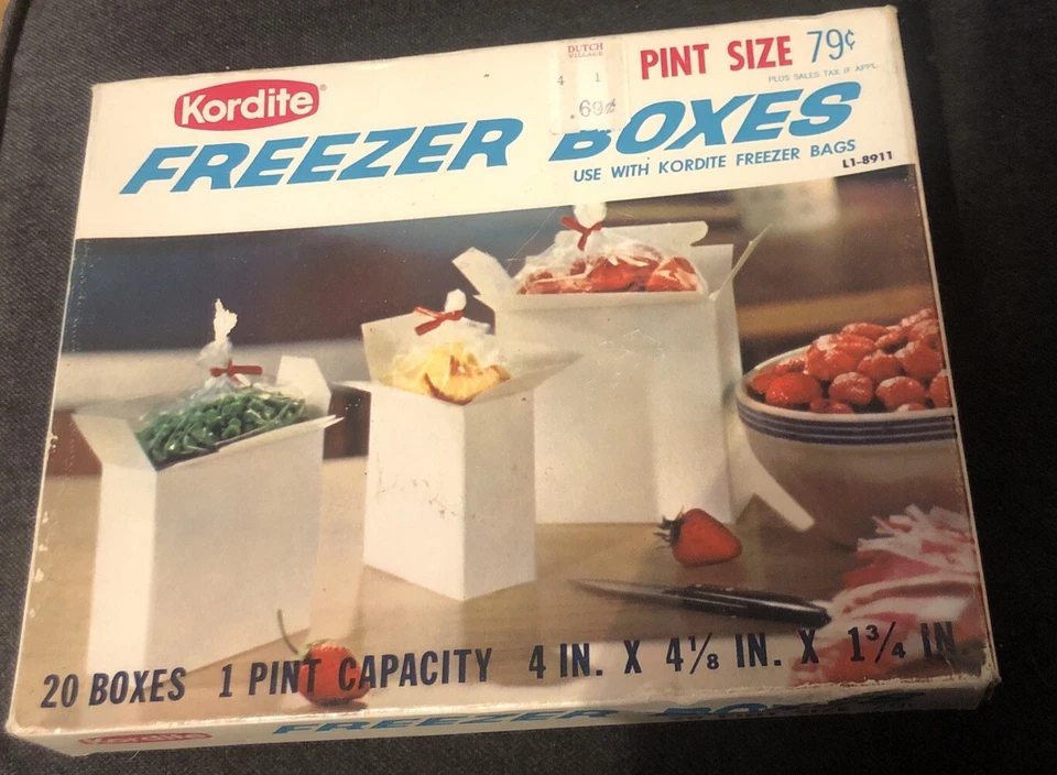 Vintage Kordite 20 White Freezer Boxes 1 Pint Food Storage NEW Unopened NOS - Image 1 of 3