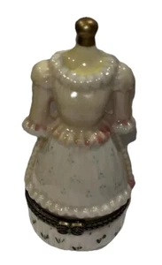 Edwardian Dress Trinket/pill Box Pink & White hand painted Porcelain Boutique - Picture 1 of 8