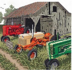 Cross Stitch Kit ~ Janlynn Old Farm Auction Day Classic Tractors #080-0480 - Picture 1 of 2