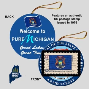 BIENVENIDO A MICHIGAN Adorno de Navidad - Letrero de Regalo de Colección MI Entrada Pura - Imagen 1 de 1
