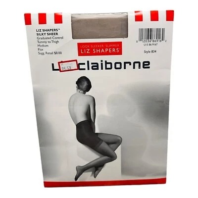 Liz Claiborne Liz Shapers graduated Control tummy to thigh pantyhose MD Flax 834 - Image 1 of 2