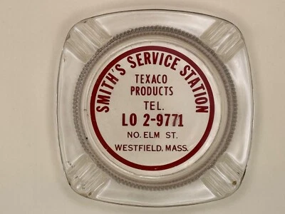 Vintage Antique Glass Ashtray - Texaco Smith's Service Station Westfield, MA - Image 1 of 3