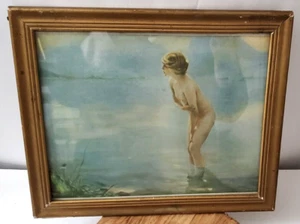 Rare C.E. Perry Print Nude Young Woman In Lake Country Morning Natural 8X10 Pic - Picture 1 of 10