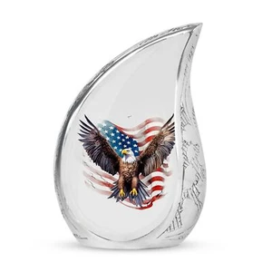 American Flag Eagle Bird Urn - Small Urn For Human Ashes - Cremation For Ashes - Picture 1 of 7