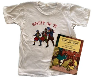 Vtg 1975-1976 Spirit Of ‘76 Child T-shirt 14 Bicentennial Fife Drum bonus book - Picture 1 of 11