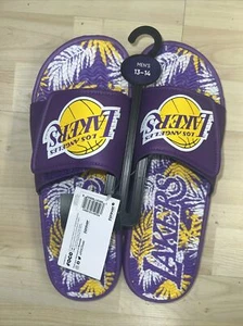 Los Angeles Lakers Team Logo Floral Design Slide Sandals By Foco Size 13/14 XL - Picture 1 of 5
