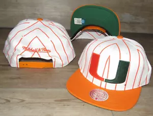 Mitchell & Ness Miami Hurricanes the U Pinstripe Snapback Hat Cap size Men's - Picture 1 of 1