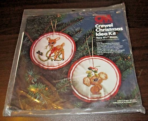 Columbia Minerva Crewel Christmas Idea Kit #7944 Ornaments Koala Deer 1976 New - Picture 1 of 2