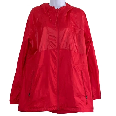 Columbia Windbreaker Womens Size Large Red  Hooded Zip-Up Rain Jacket - Image 1 of 4