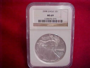 524) 2008 American Silver Eagle - NGC MS69 - ab 45,00 $ - Bild 1 von 9