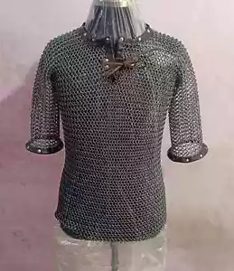 Chainmail Shirt butted Front Neck Button Shirt Mediveal Medium Wikingerhemd - Bild 1 von 3