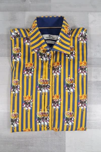 Camisa Claudio Lugli Couture Calavera Rayas Estampado por Todas Partes Para Hombre Talla Grande - Imagen 1 de 12