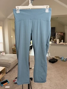 Lululemon Run Inspire Crop ii Leggings Size 8 Blue Mesh Panel Extreme Luxtreme - Picture 1 of 4