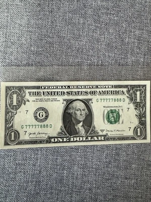 Fancy $1 Uncirculated Binary 5 Leading seven/3 Eight(77777888) Series 2017A - Image 1 of 2