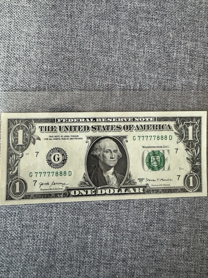 Fancy $1 Uncirculated Binary 5 Leading seven/3 Eight(77777888) Series 2017A - Image 1 of 2