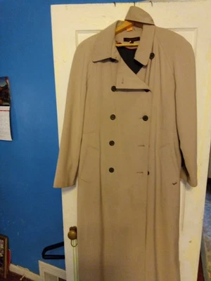 Gabardina para mujer Anne Klein beige caqui doble botonadura con cinturón - talla 16 Foto 1 de 4