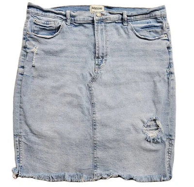 Falda Denim Kensie Vintage Luxe Mujer 12/31 Azul Desteñida Recta Envejecida 34x21 Foto 1 de 4