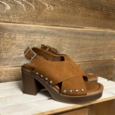 TORRID Chunky Studded Platform Block Heel Sandals Brown Size 8.5 WW - Image 1 of 4