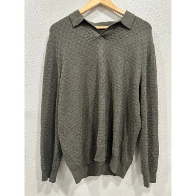 Suéter Polo Tahari Para Hombre Grande Gris Tejido Manga Larga Cuello Texturizado Informal Foto 1 de 4