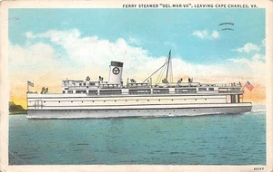Cape Charles Virginia Fährdampfer "Del-Mar-Va", weißer Rand, Postkarte U19263 - Bild 1 von 2