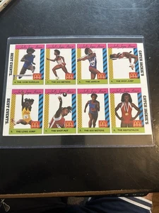 RARE 1990 McDonald’s FULL uncut CARD sheet Jackie Joyner Kersee 8-card Panel - Picture 1 of 3