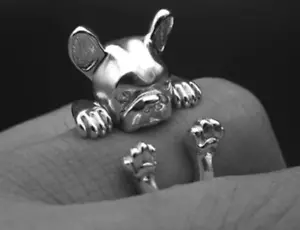 French Bulldog Wrap Ring Sterling Silver 925 Jewelry Birthday Gift Bull Dog - Bild 1 von 6