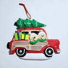 NOWY Woody Wagon Rodzina / 2 ozdoby Święta Spersonalizowany żywiczny prezent świąteczny