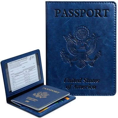 PASSPORT HOLDER COVER WALLET CASE Billetera de viaje con porta pasaporte de cuero con bloqueo RFID