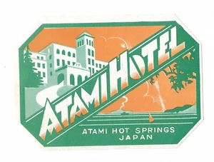 Authentic Vintage Luggage Label ~ ATAMI HOTEL ~ Atami Hot Springs, Japan - Picture 1 of 2