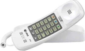 AT&T 210 Basic Trimline Telefon przewodowy, nie wymaga zasilania prądem przemiennym, do montażu na ścianie, - Zdjęcie 1 z 2
