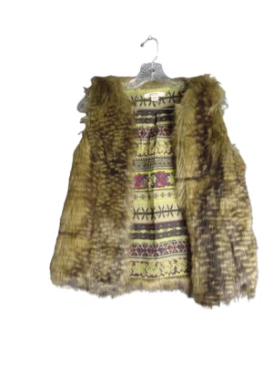 Mossimo Faux Fur Open Front Vest Long All Over Fur Brown Womens Size XS - Image 1 of 4