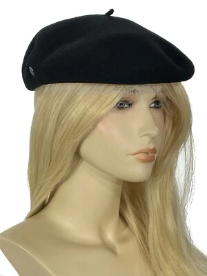 Laulhere Authentic French 100% Wool Beret Cap Hat Eva Black 7- 7 1/8 France - Image 1 of 4