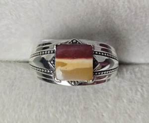 Men's Square Jasper Rhodium Over Sterling Silver Ring 1.50ct, Sz 10.25 - Picture 1 of 7