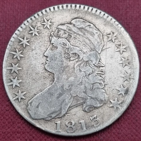 1813 Capped Bust Half Dollar 50c Circulated F + Details #58193 Cover