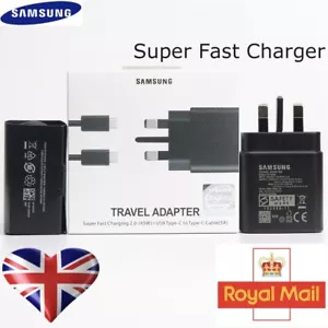 Genuine Samsung Super Fast Charger UK Plug 25W 45W 65W Trio Adaptor & Cable 5A - Picture 1 of 15