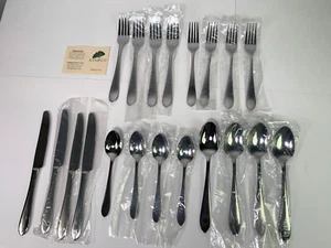 Ginkgo Meridian Satin 18C Stainless Flatware Lot 20 Pieces Spoons Forks Knives - Picture 1 of 21