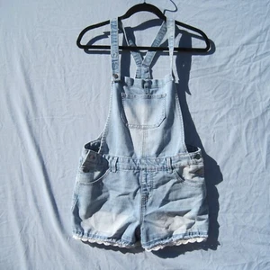 Cat & Jack size XL Short Super Stretch Blue Jean Denim Bib Shorts Overalls Lace - Picture 1 of 13