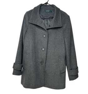 Lauren Ralph Lauren Pea Coat Grey Wool Size Medium Walker Style #25402 - Picture 1 of 11