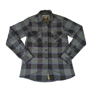 Camisa con botones Dixxon Flannel Co "The Gift" para mujer talla S gris púrpura a cuadros usada en excelente estado - Imagen 1 de 9
