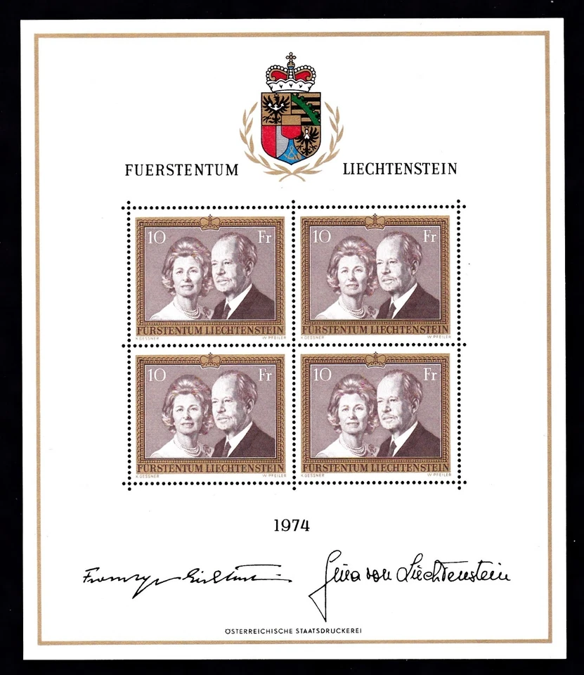 LIECHTENSTEIN #557 FOLHA MNH DE 4 PRINCESAS GINA & PRINCE FRANZ JOSEPH II - Imagem 1 de 1