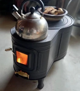 Estufa de leña Honma ASW-60B acero inoxidable negra resistente al calor sin chimenea - Imagen 1 de 10